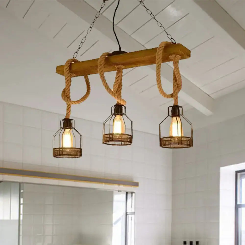Black Rope Cage Chandelier