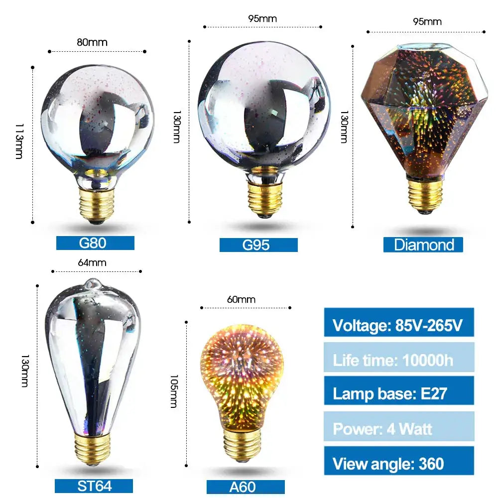 3D Fireworks LED Bulb
