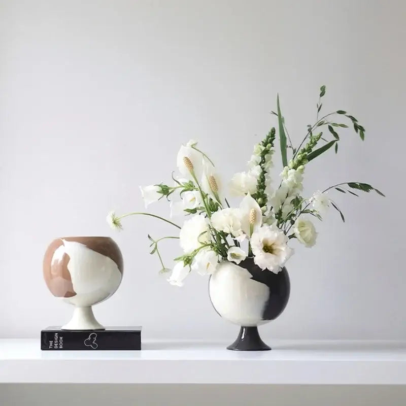 Black White Spherical Vase