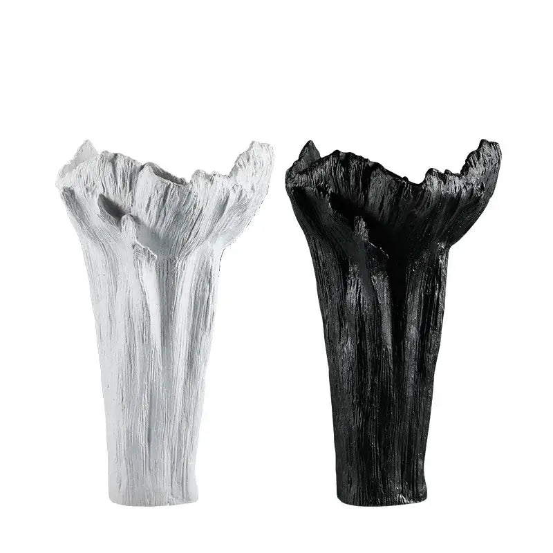 Black White Resin Vase Tree Trunk Design