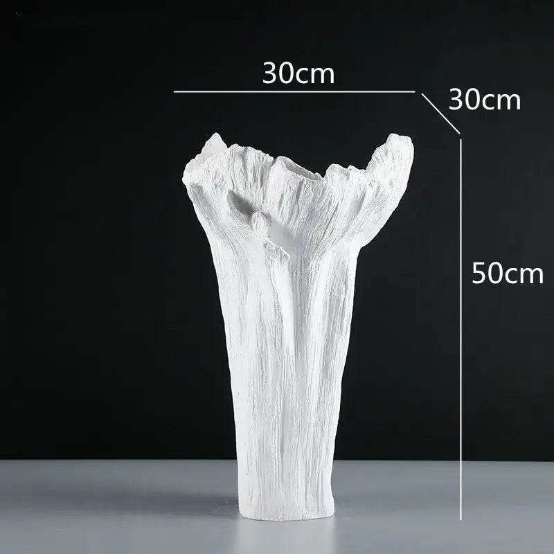 Black White Resin Vase Tree Trunk Design
