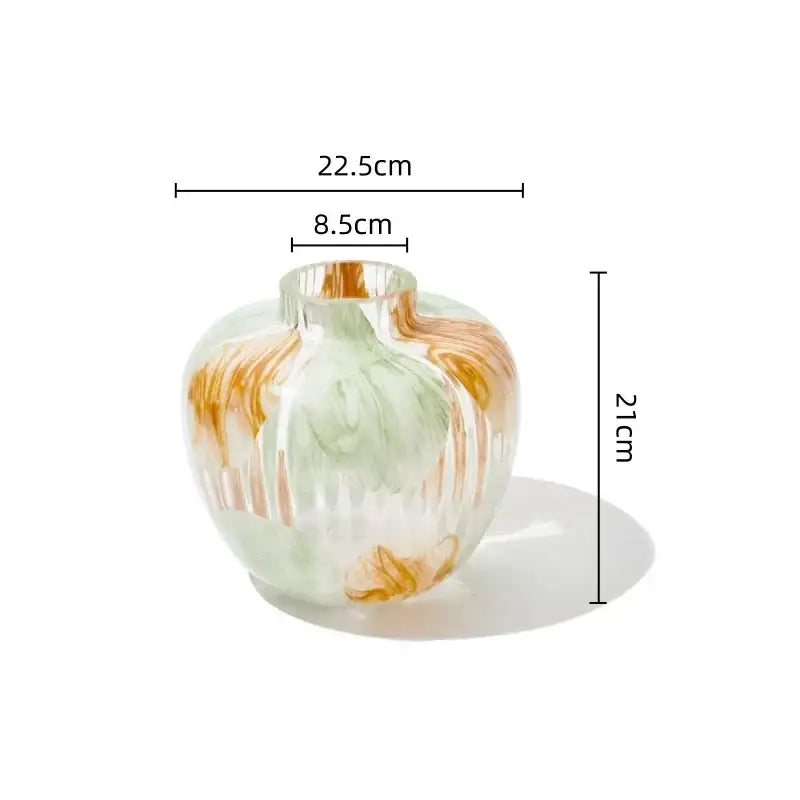 Green Brown Ribbed Vase