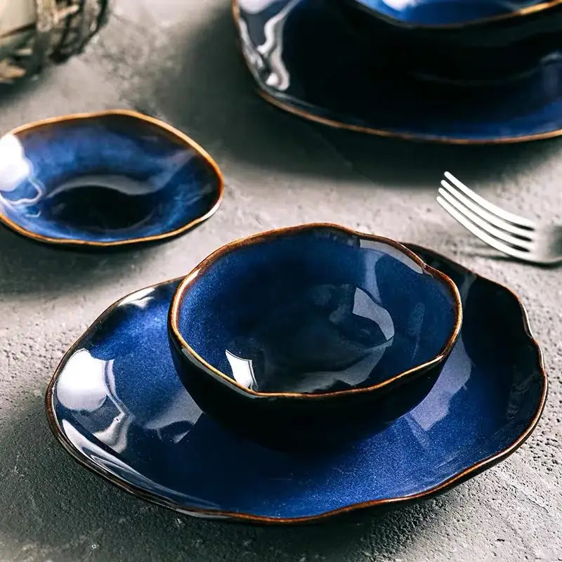 Blue Gold Ceramic Dinner Set