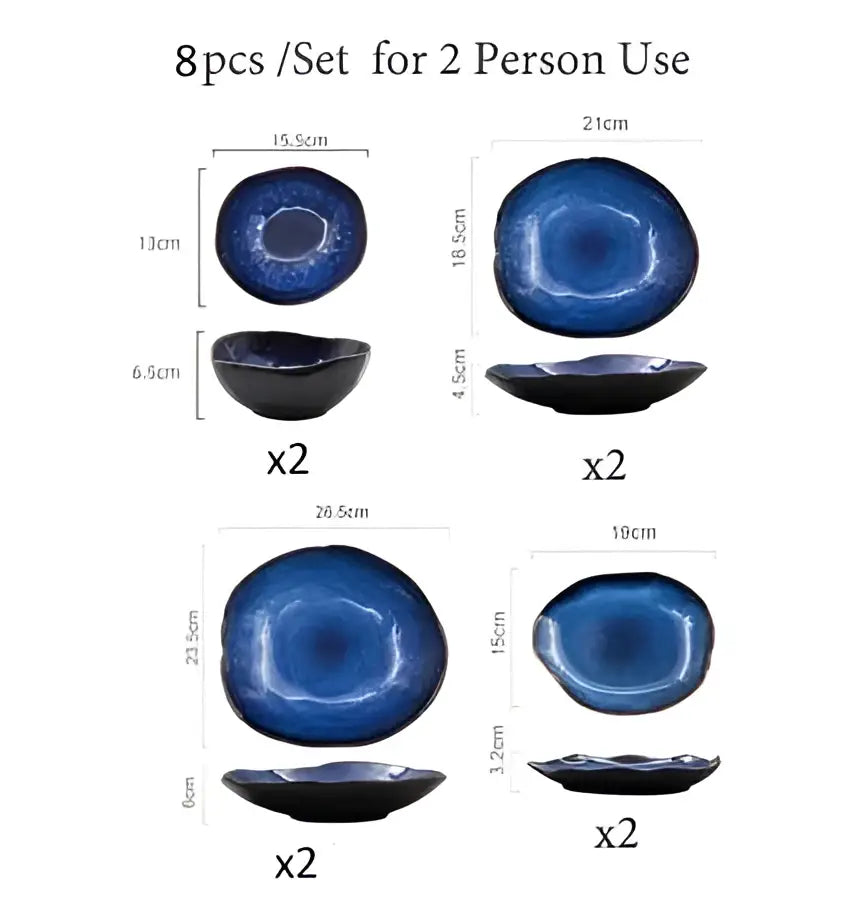 Blue Gold Ceramic Dinner Set