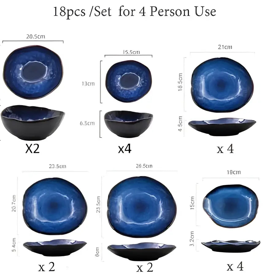 Blue Gold Ceramic Dinner Set