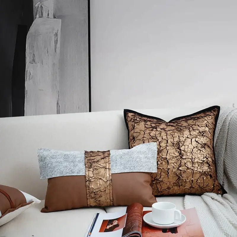 Brown White Geometric Cushion
