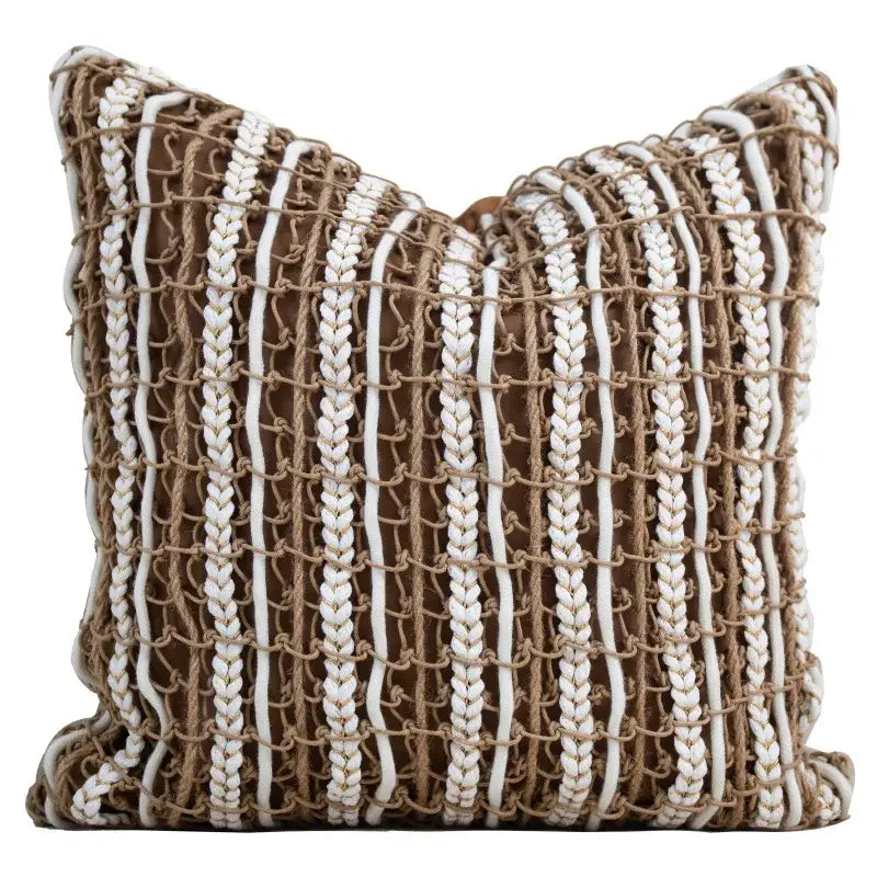 Brown White Geometric Cushion