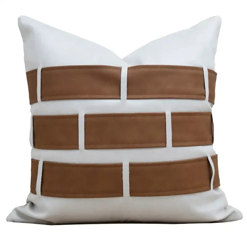Brown White Geometric Cushion