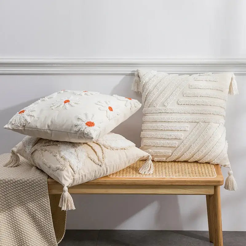 Ivory Tufted Cushion Cover