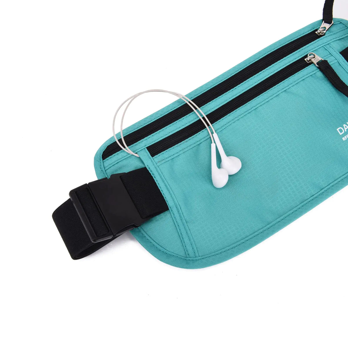 RFID Blocking Money Belt for Men Women, Slim Fanny Pack for Travel,Running,Conceal Waist Wallet for Passport Holder,Phone,Cash(Black Mint Green) Black Mint Green Rfid Blocking & Belt Wide:1.45Inch