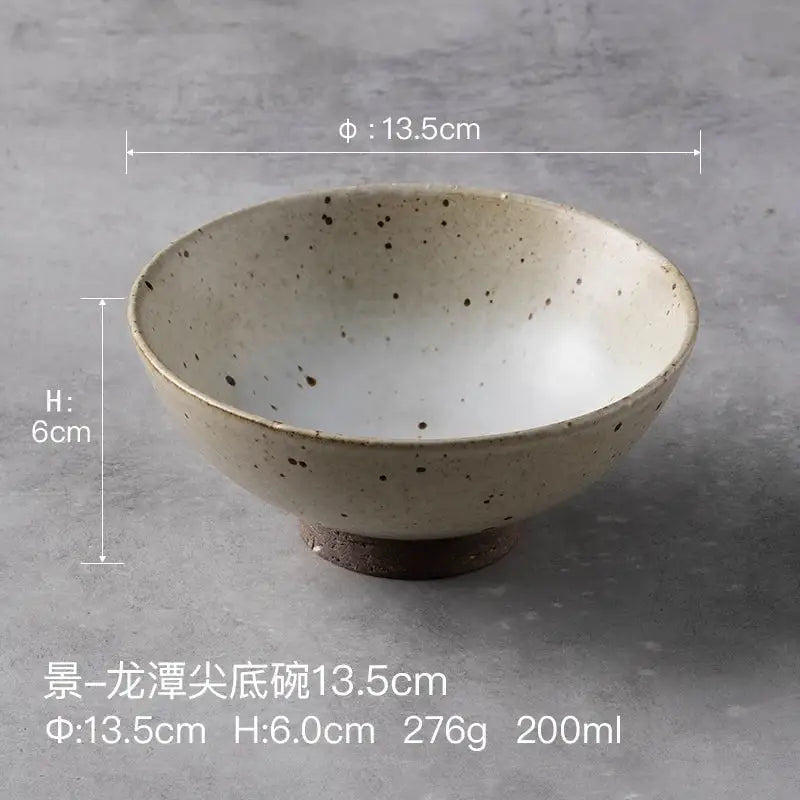 Beige Ceramic Rice Bowl Set