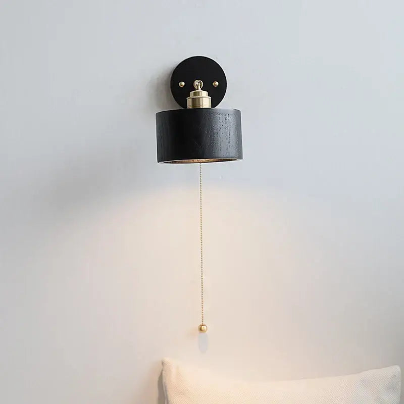 Black Wood Wall Light
