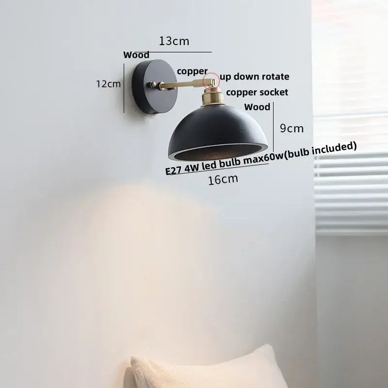 Black Wood Wall Light