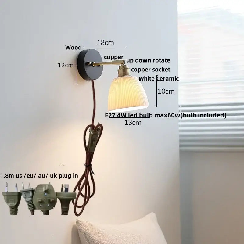 Black Wood Wall Light