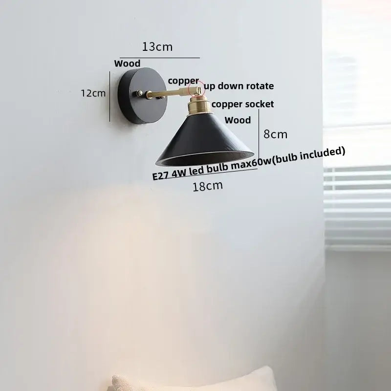 Black Wood Wall Light