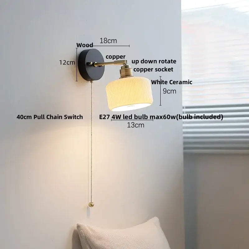 Black Wood Wall Light