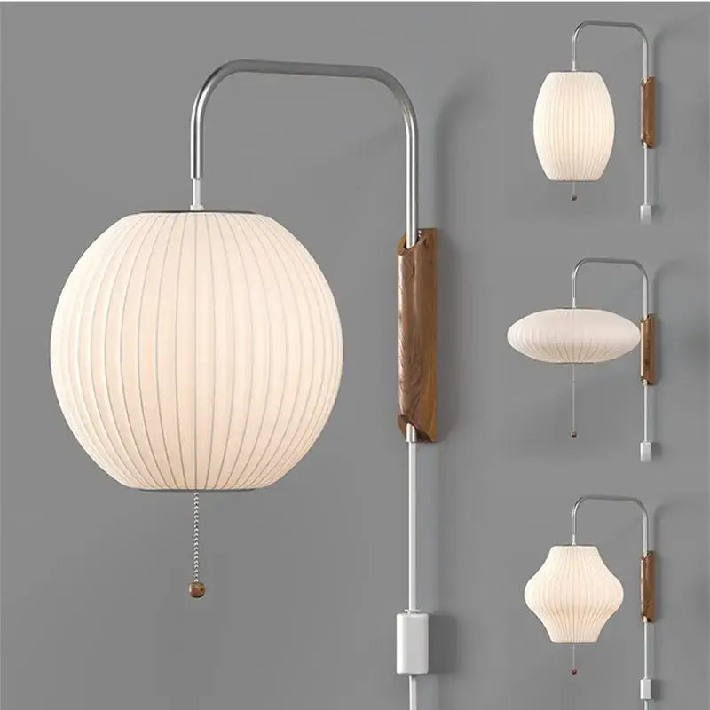 Cream Handwoven Silk Wall Light