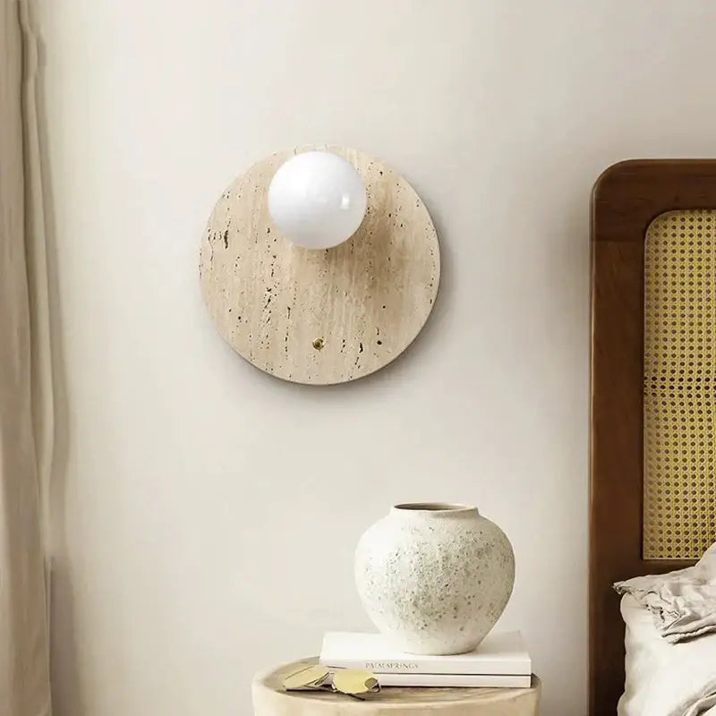 Beige Natural Stone Wall Lamp Japanese Design