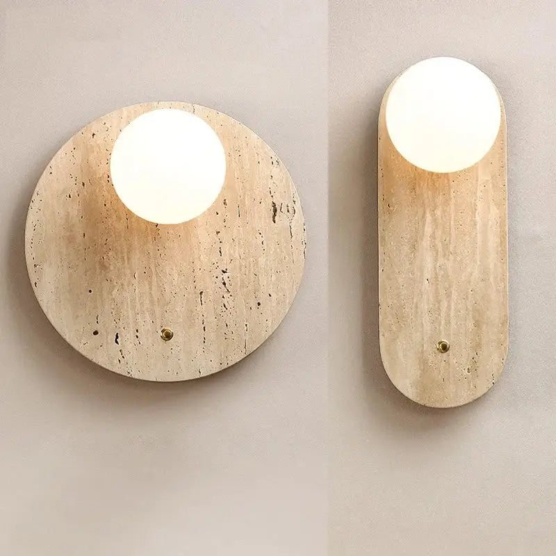 Beige Natural Stone Wall Lamp Japanese Design