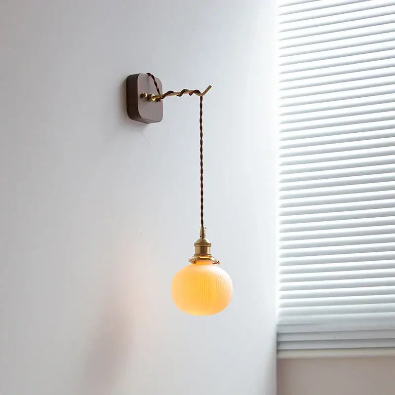 Ribbed Glass Ceramic Wall Light