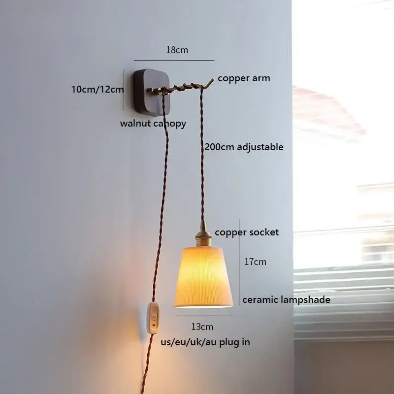 Ribbed Glass Ceramic Wall Light