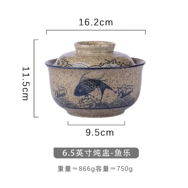 Blue Ceramic Ramen Bowl