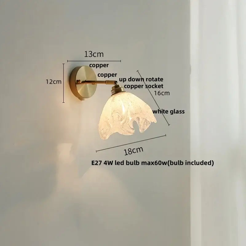 Brass White Glass Japanese Wall Sconce
