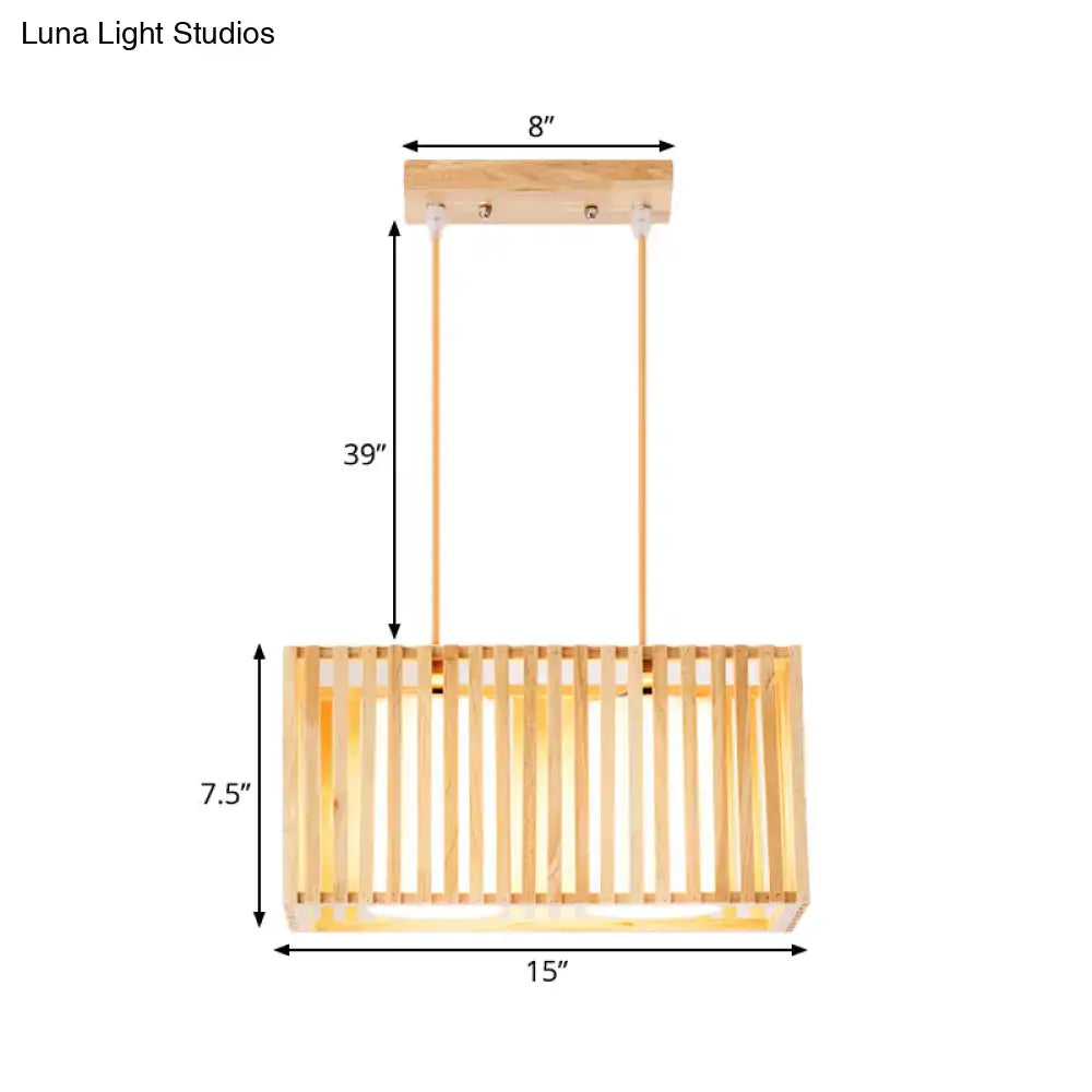 Wooden Cuboid Pendant Light