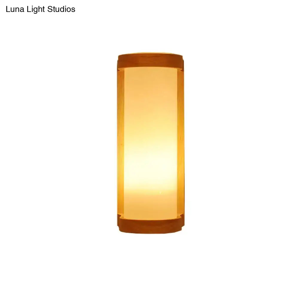 Wood Glass Japanese Compact Wall Sconce