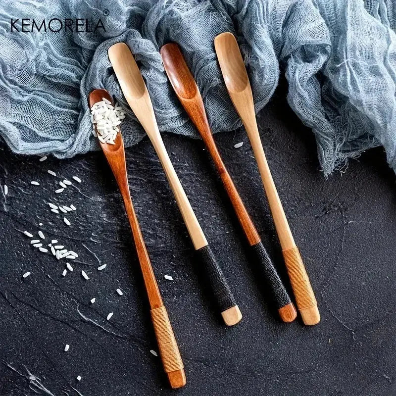 Natural Wood Japanese 4-Piece Spoon Set