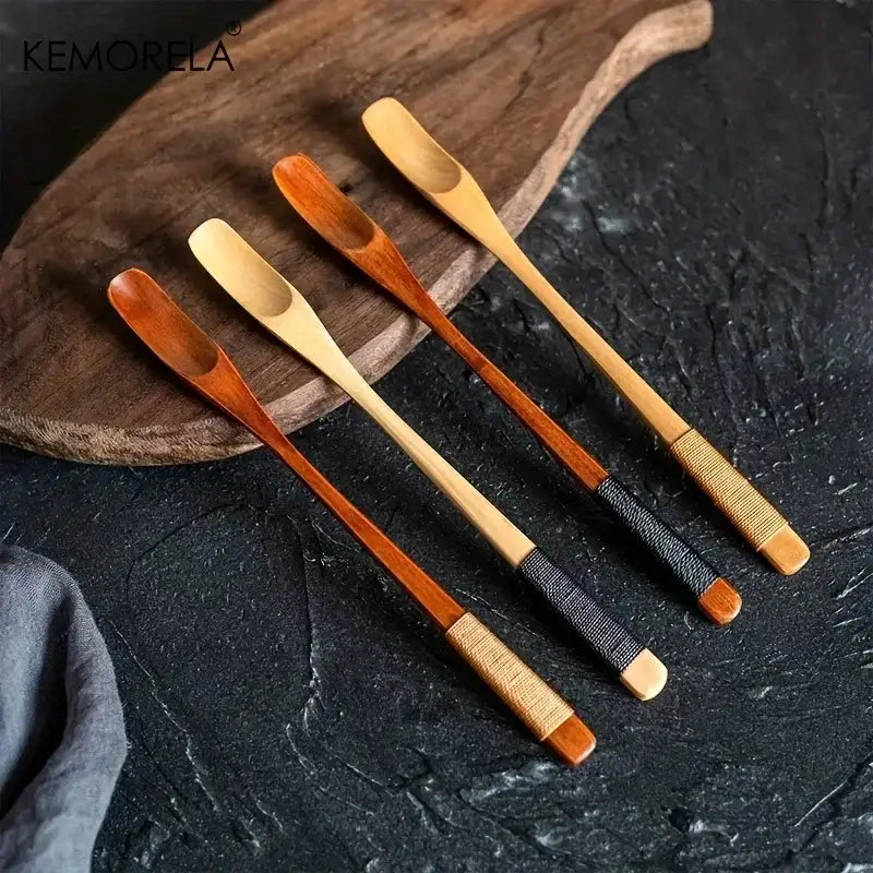 Natural Wood Japanese 4-Piece Spoon Set