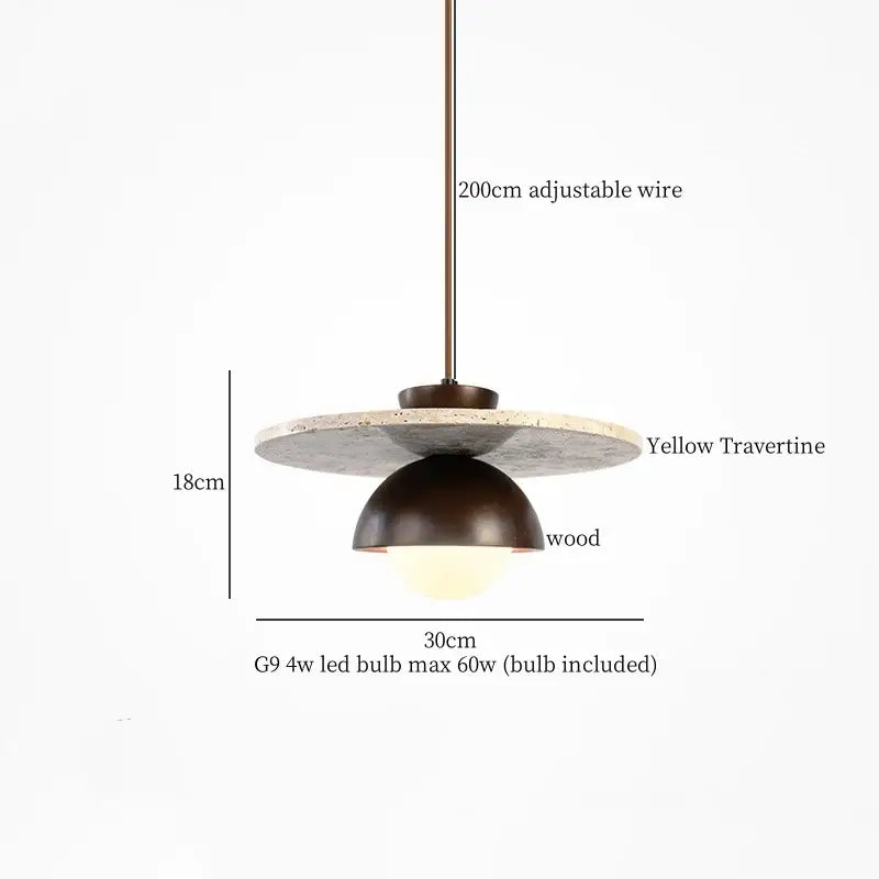 Wood Cement Pendant Light Japanese Vintage Style