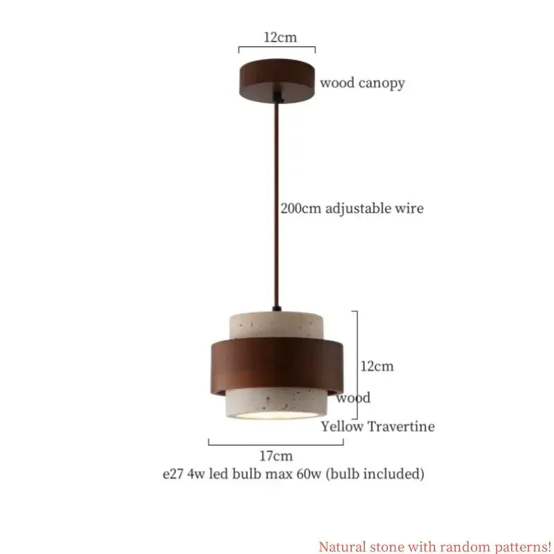 Wood Cement Pendant Light Japanese Vintage Style