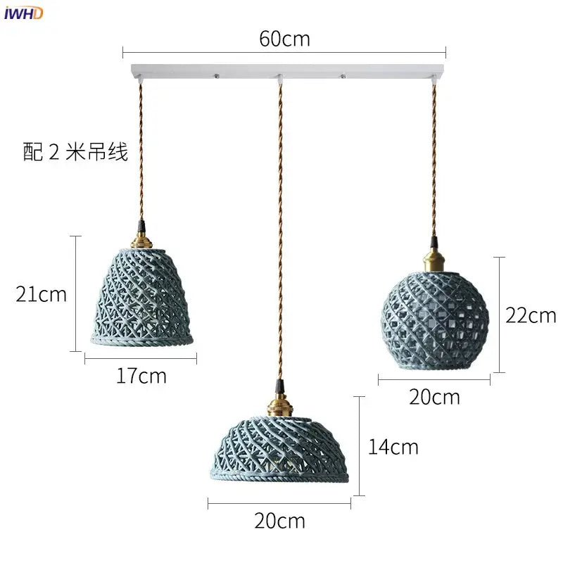 Gray Blue Ceramic Pendant Light