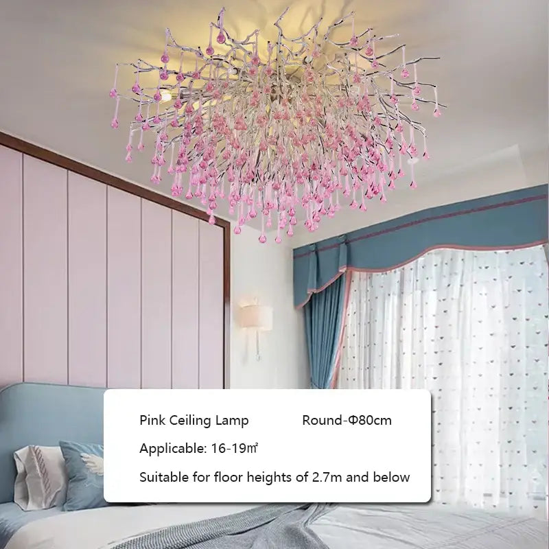 Pink Crystal Chandelier Light