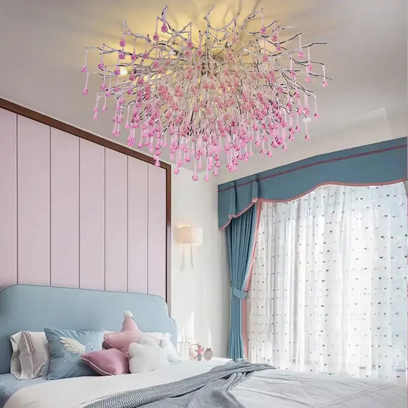 Pink Crystal Chandelier Light
