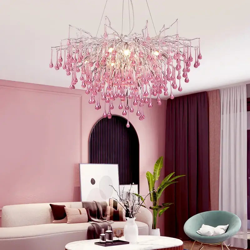Pink Crystal Chandelier Light