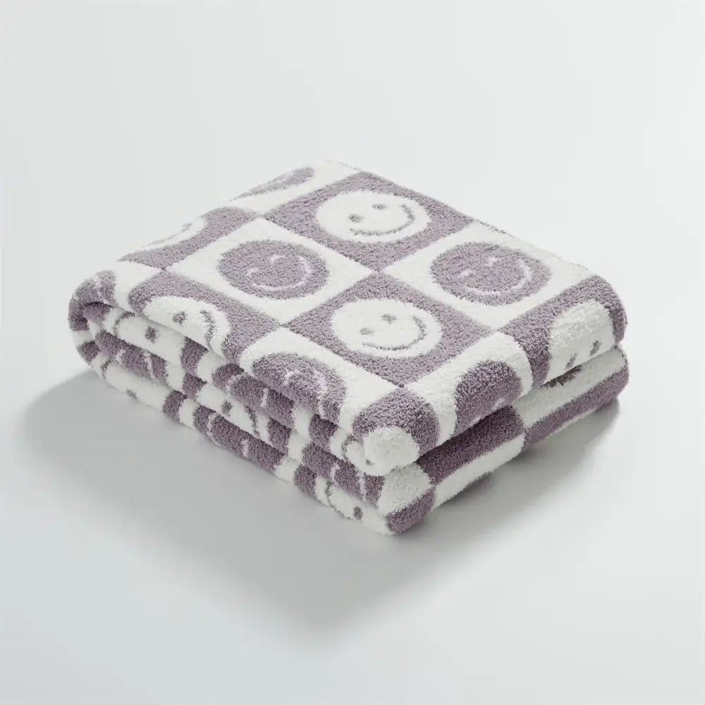 Gray Checkboard Knit Blanket