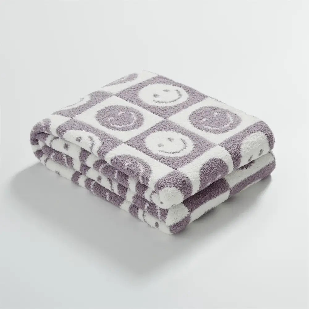 Gray Checkboard Knit Blanket