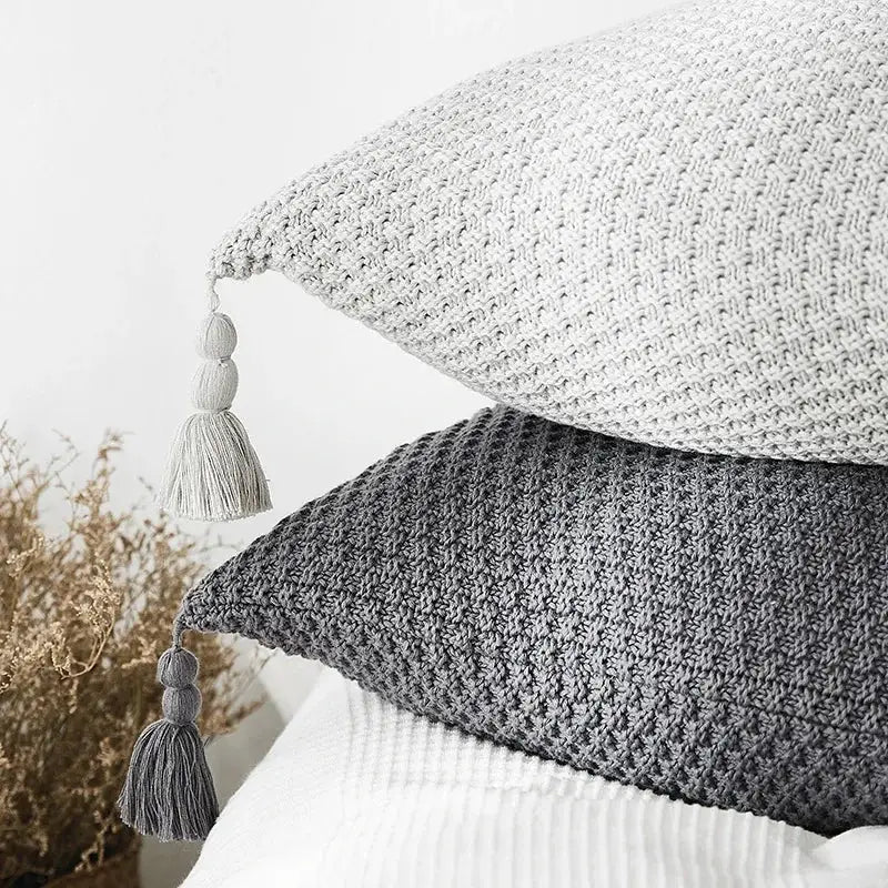 Gray Ivory Geometric Pillow
