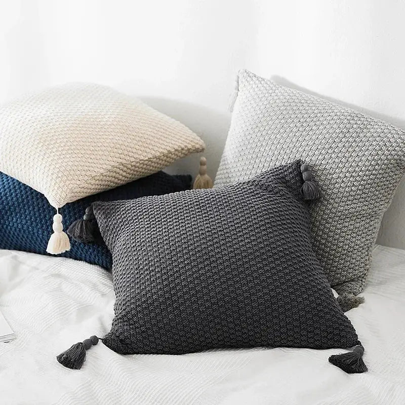 Gray Ivory Geometric Pillow
