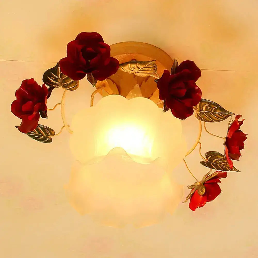 White Ruffle Glass Light