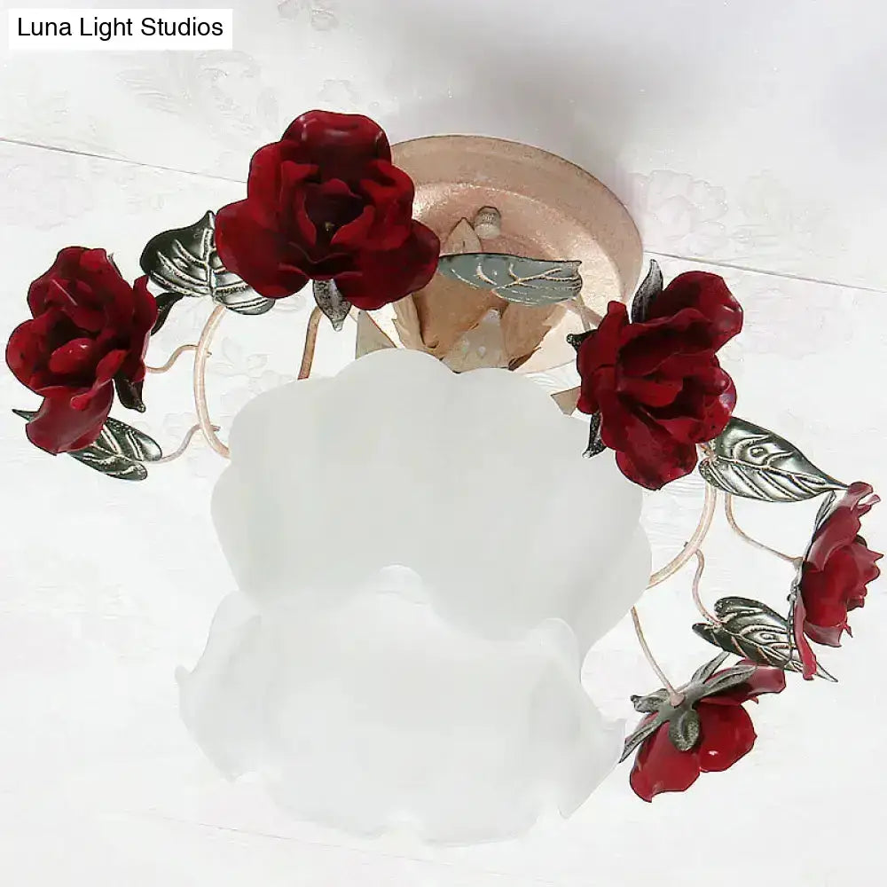 White Ruffle Glass Light