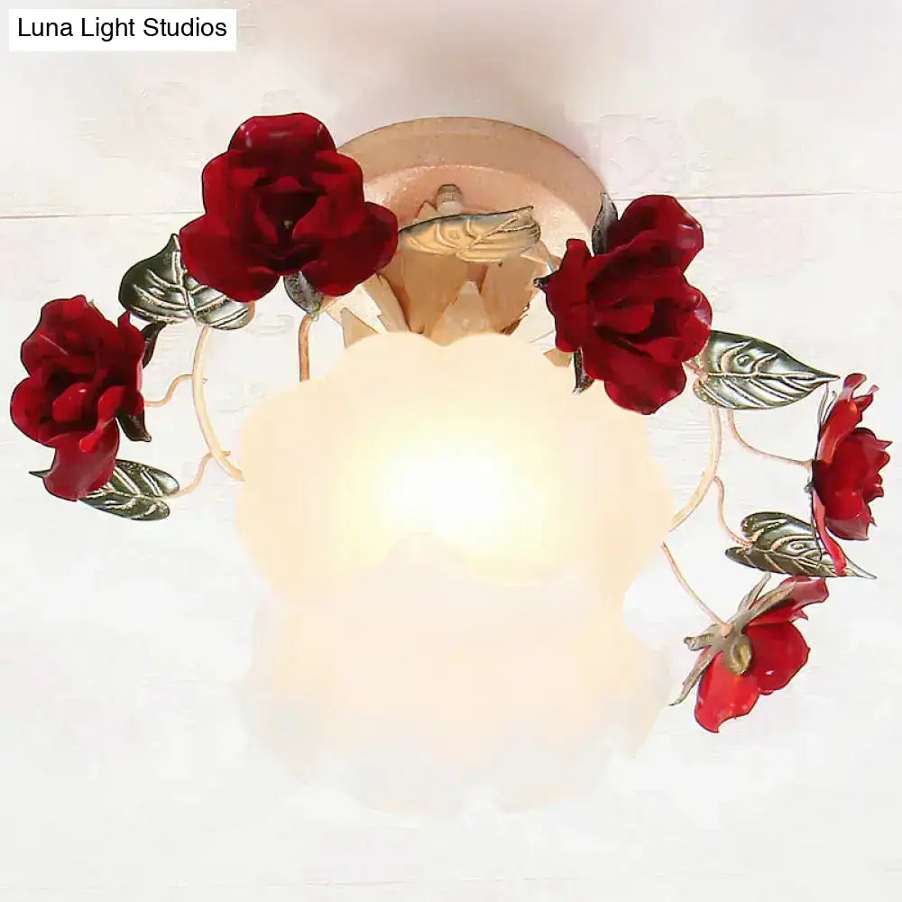 White Ruffle Glass Light