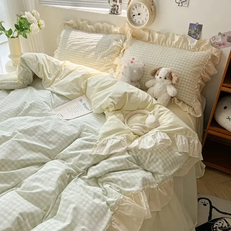 Blue Gingham Bedding Set