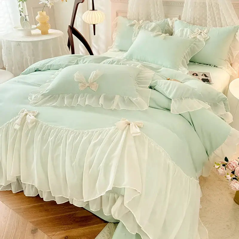 Blue Lace Bow Bedding