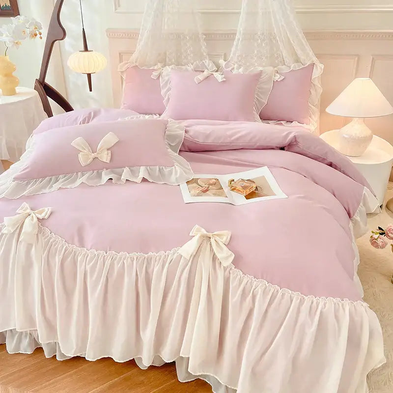 Blue Lace Bow Bedding