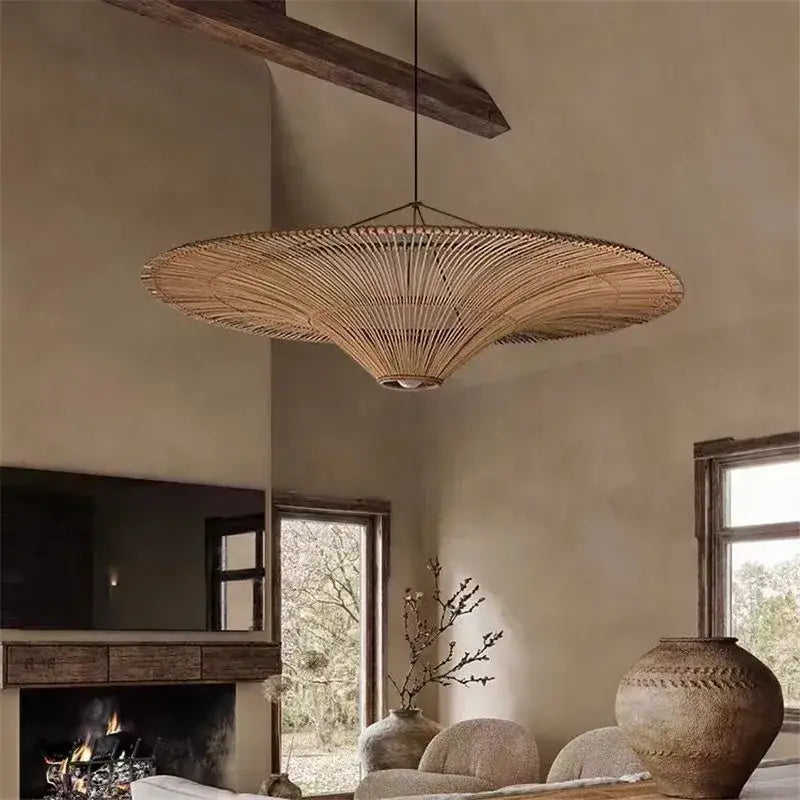 Beige Rattan Pendant Light