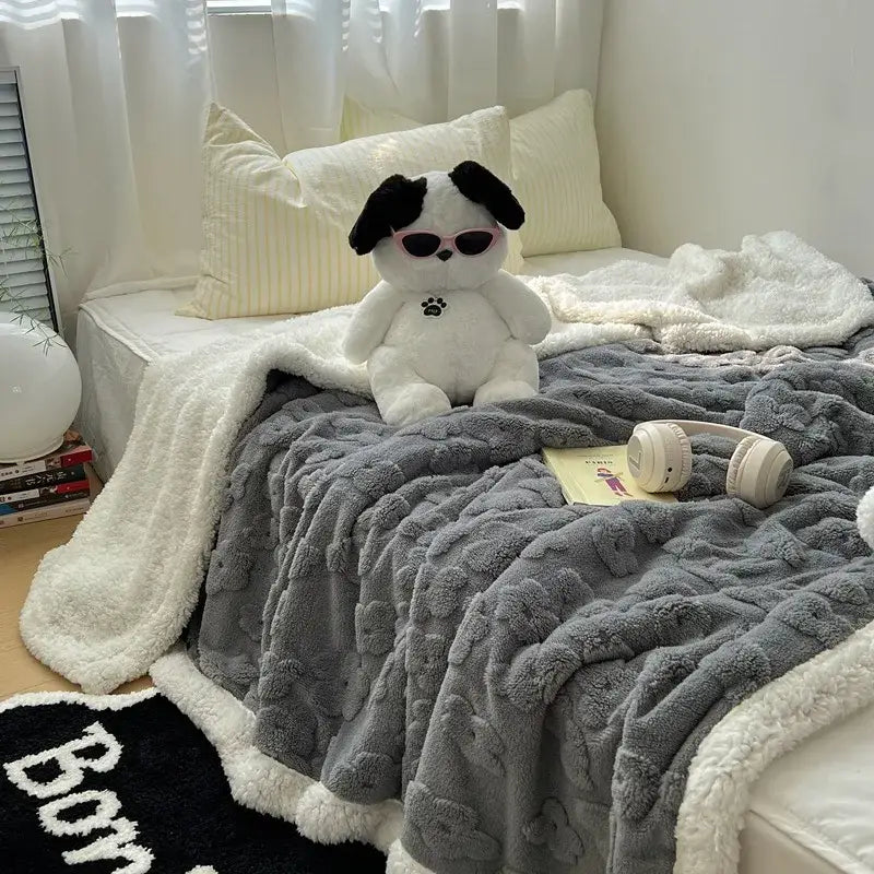 White Wool Throw Blanket