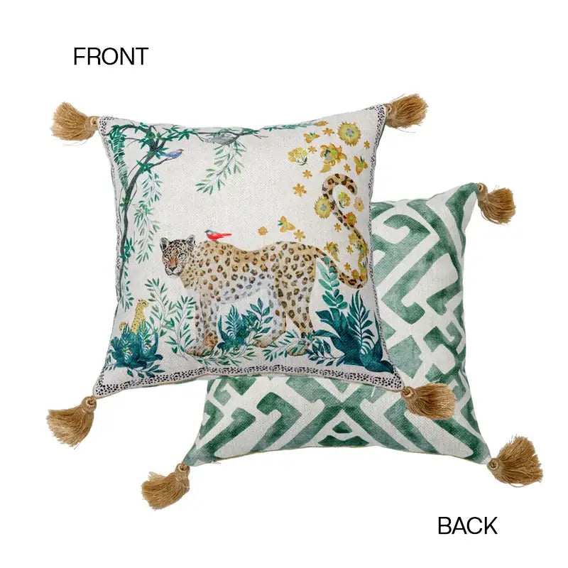 Green Leopard Cushion Cover